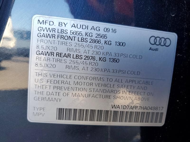 2017 AUDI Q5 PREMIUM PLUS S-LINE 13