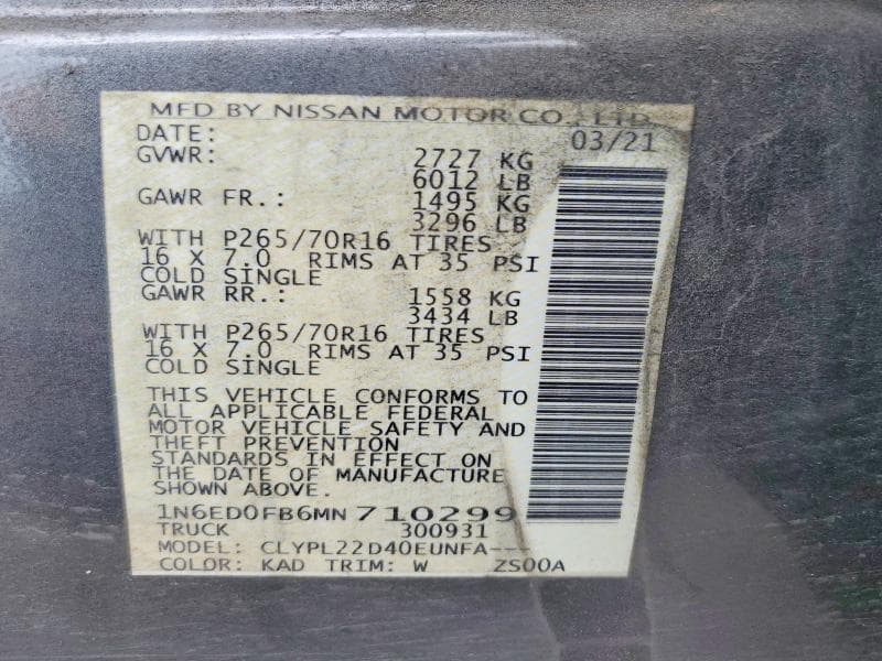 2021 NISSAN FRONTIER SV 13