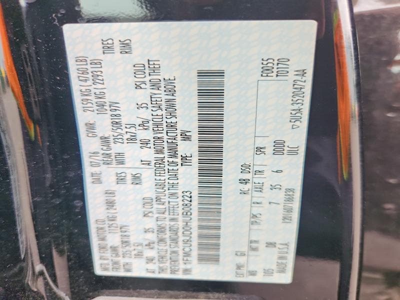 2017 FORD ESCAPE TITANIUM TITANIUM 12