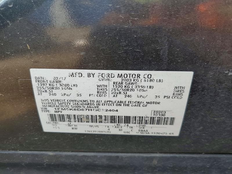 2017 FORD EXPLORER XLT 12