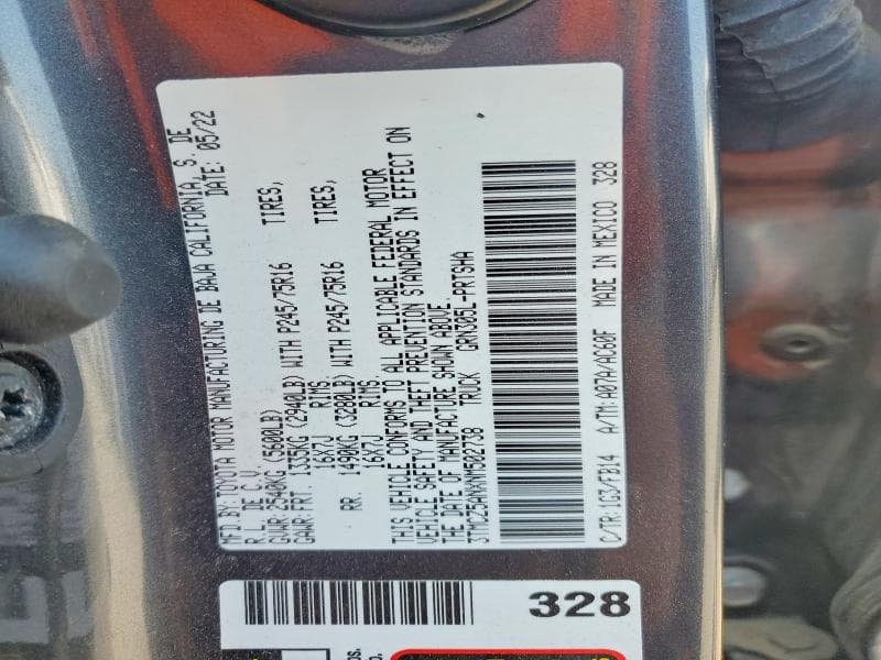2022 TOYOTA TACOMA SR V6 13