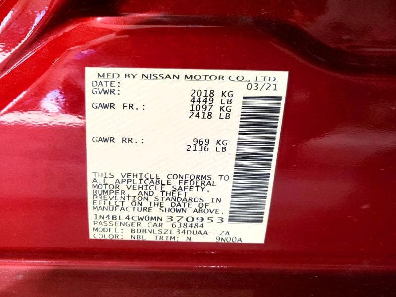 2021 NISSAN ALTIMA SR 12