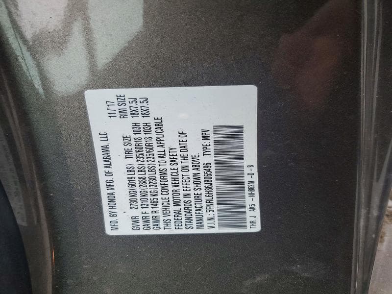 2018 HONDA ODYSSEY TOURING 14
