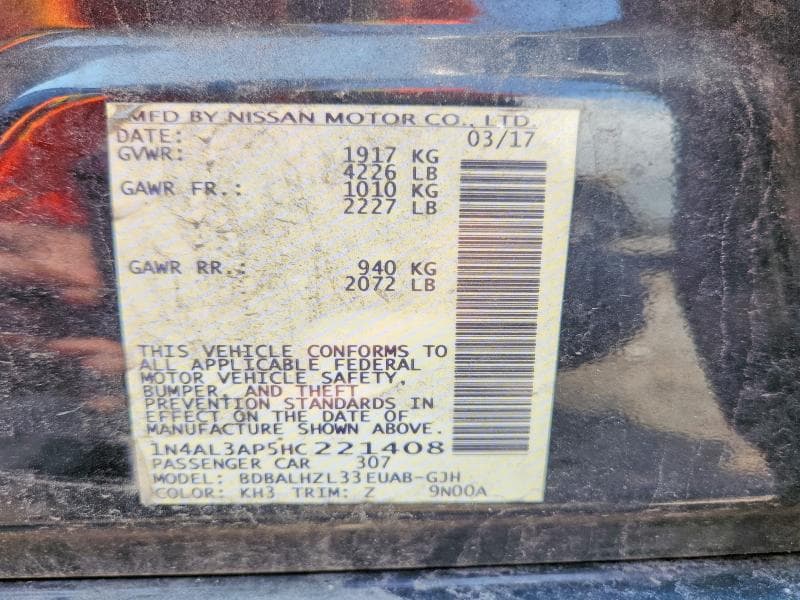 2017 NISSAN ALTIMA 2.5 SR 12
