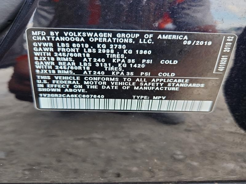 2019 VOLKSWAGEN ATLAS S 13