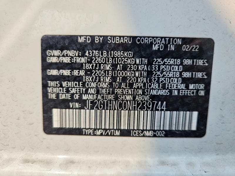 2022 SUBARU CROSSTREK LIMITED 14