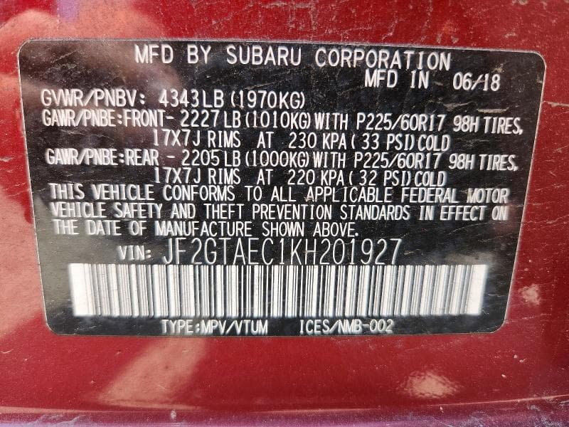 2019 SUBARU CROSSTREK PREMIUM 14