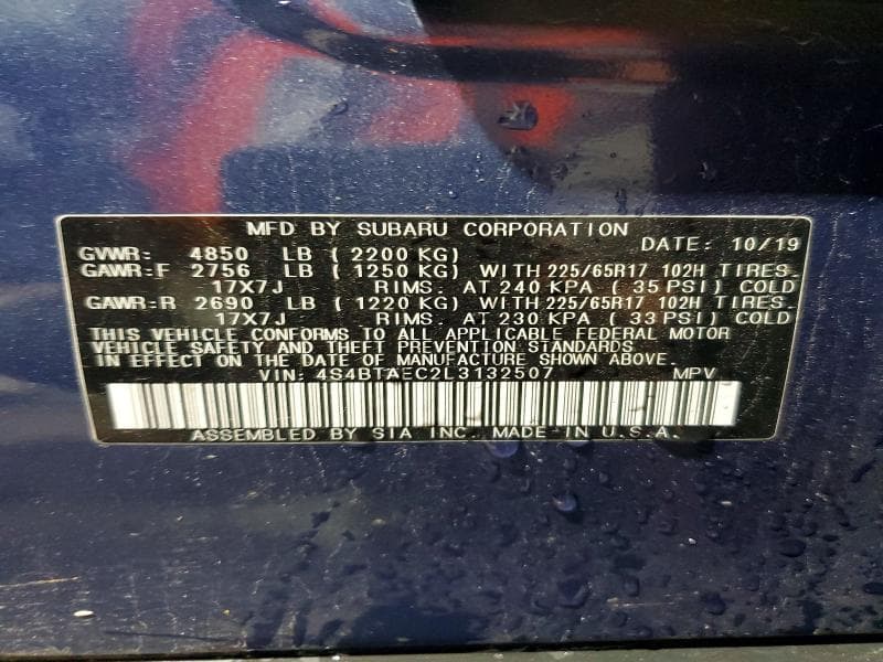 2020 SUBARU OUTBACK PREMIUM 13