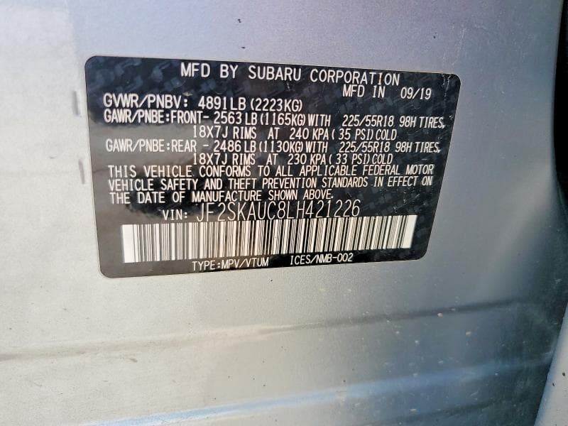 2020 SUBARU FORESTER LIMITED 13
