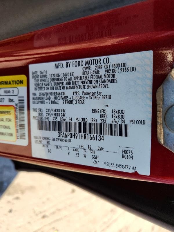2017 FORD FUSION SE 12