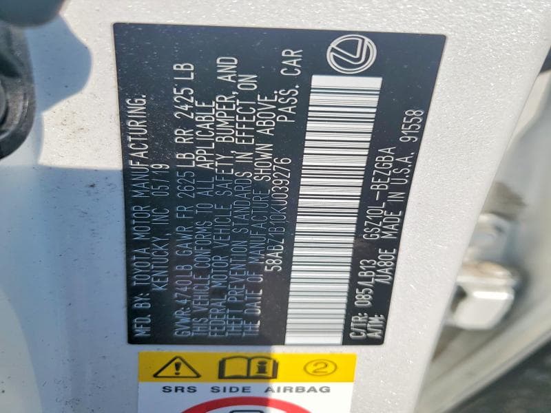 2019 LEXUS ES 350 12