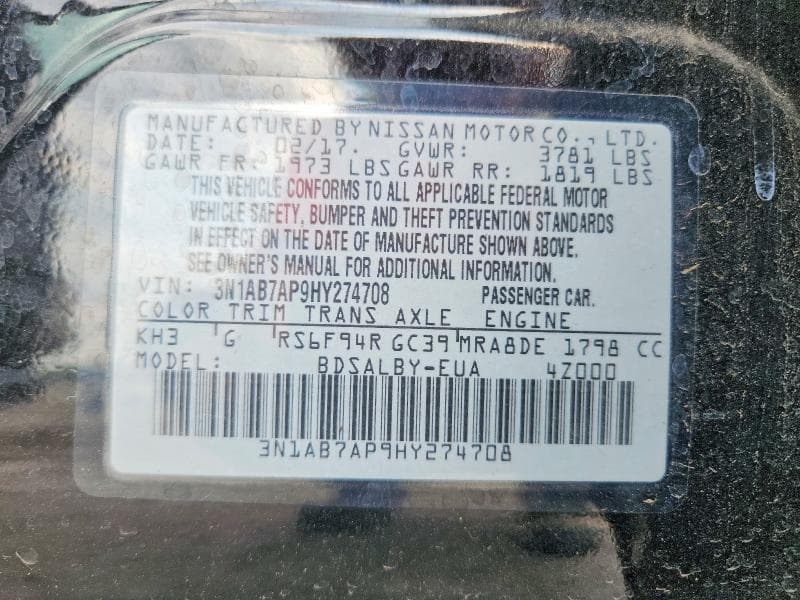 2017 NISSAN SENTRA S 13