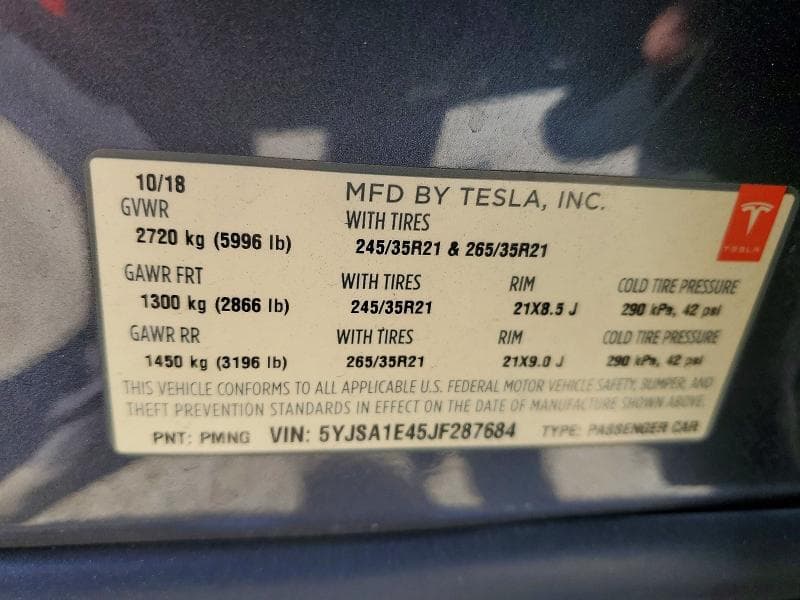 2018 TESLA MODEL S 12