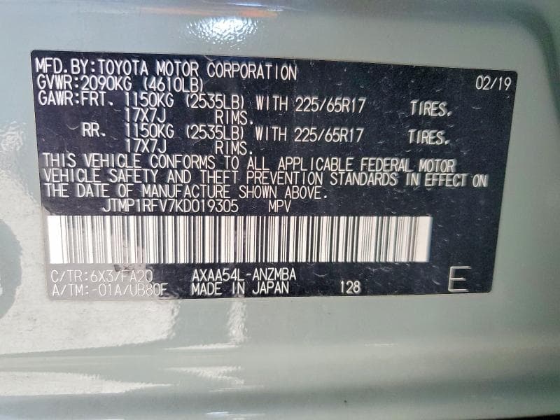 2019 TOYOTA RAV4 XLE 13