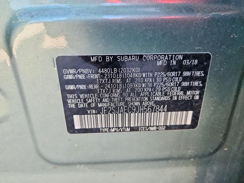 2018 SUBARU FORESTER 2.5I PREMIUM 12