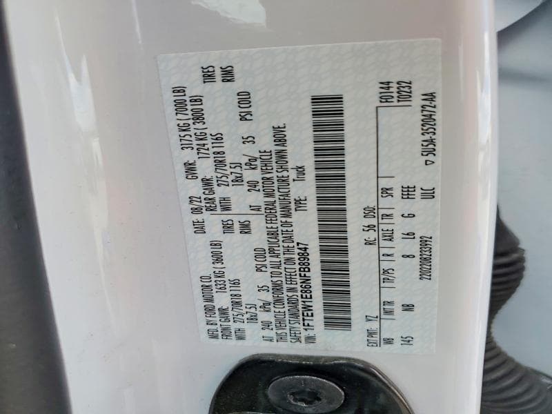 2022 FORD F150 SUPERCREW 12