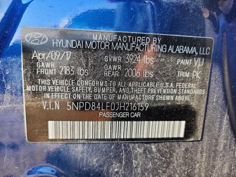 2018 HYUNDAI ELANTRA LIMITED 12