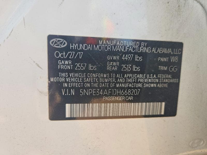 2018 HYUNDAI SONATA LIMITED LIMITED 12