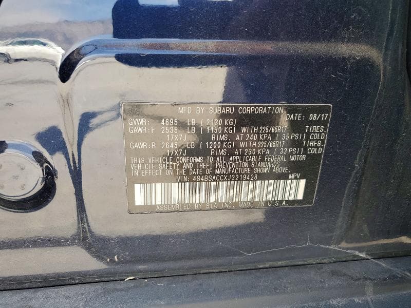 2018 SUBARU OUTBACK 2.5I PREMIUM 12