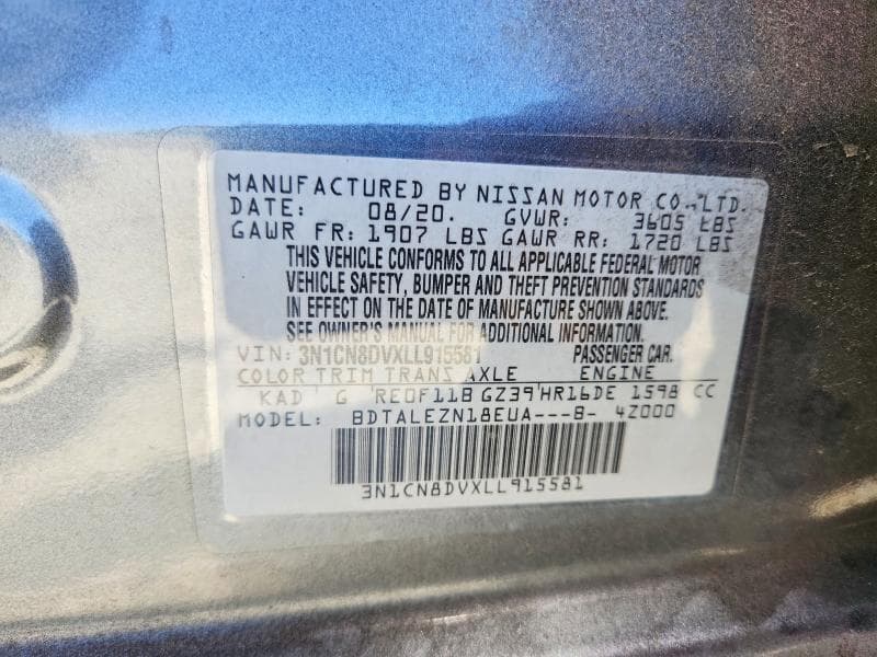 2020 NISSAN VERSA S 12