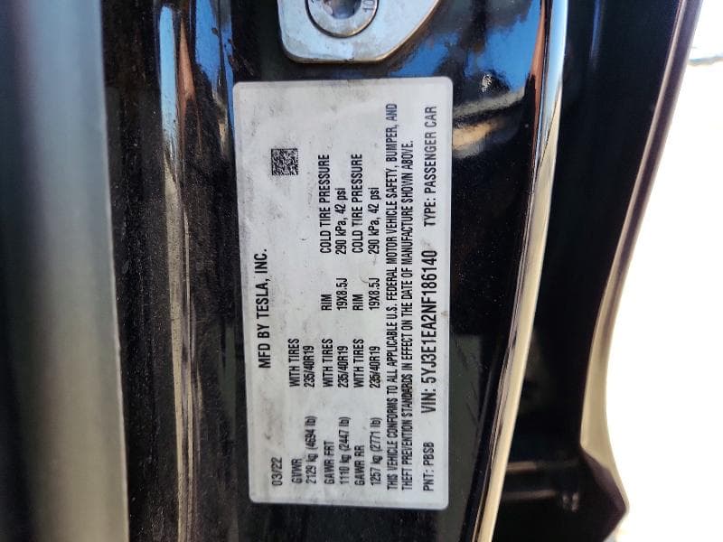 2022 TESLA MODEL 3 12