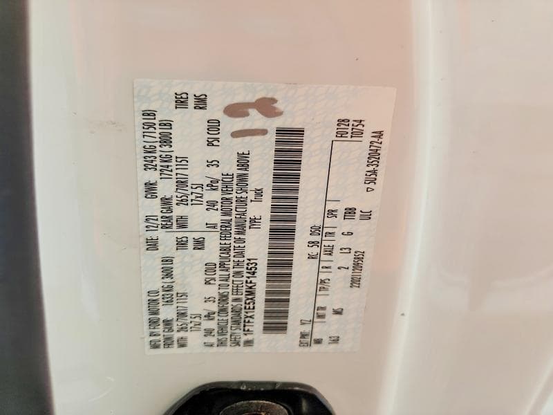 2021 FORD F150 SUPER CAB SUPER CAB 12