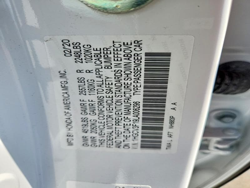 2020 HONDA ACCORD HYBRID 12