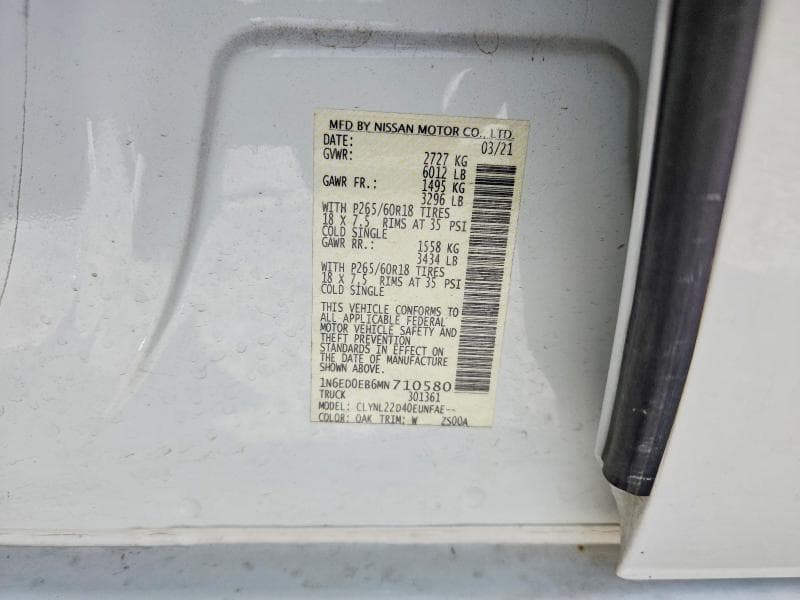 2021 NISSAN FRONTIER SV 12