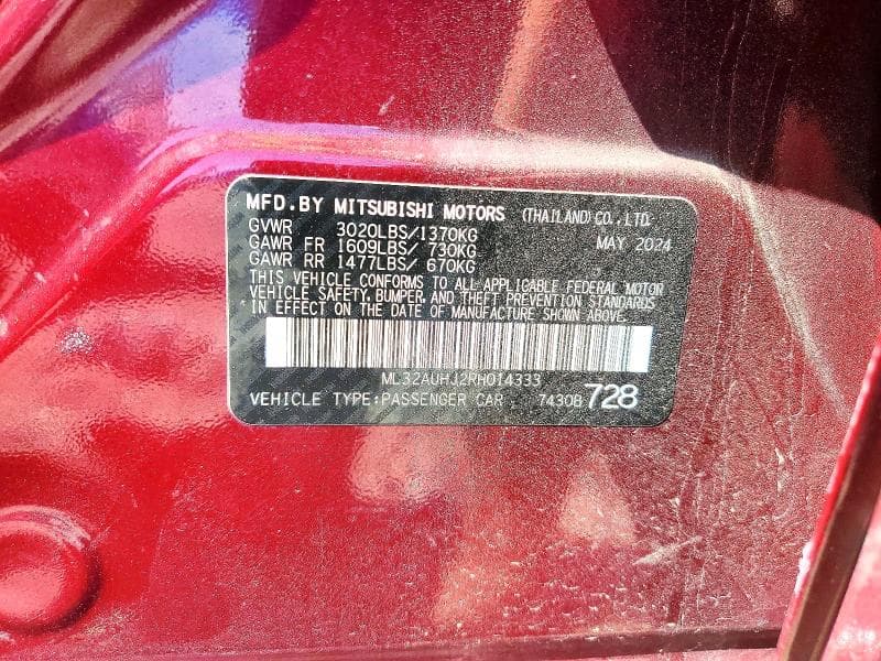 2024 MITSUBISHI MIRAGE ES 12