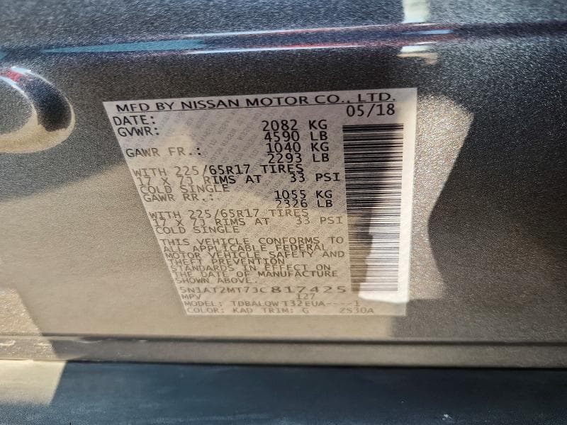 2018 NISSAN ROGUE SV 14