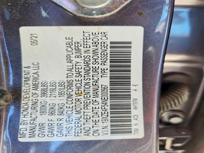 2022 HONDA INSIGHT EX 12