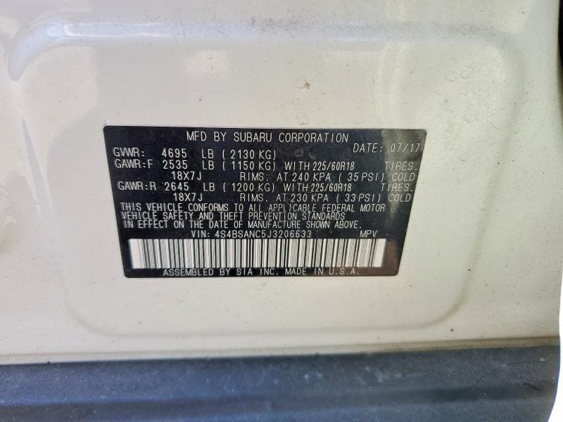 2018 SUBARU OUTBACK 2.5I LIMITED 13