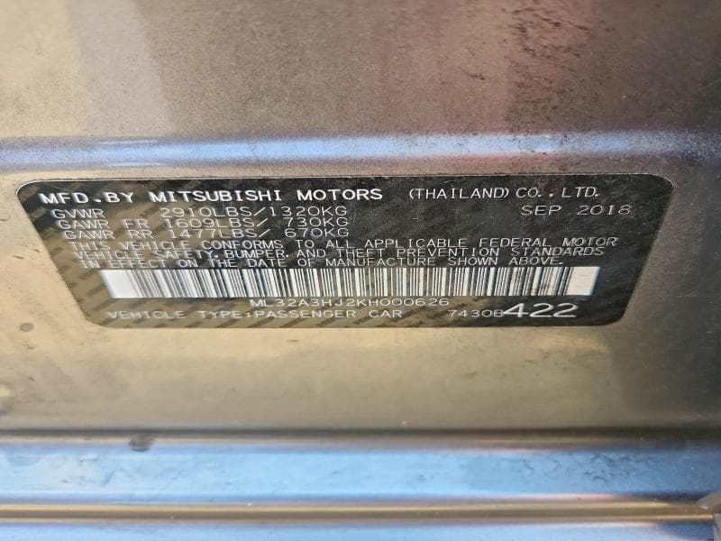 2019 MITSUBISHI MIRAGE ES 12