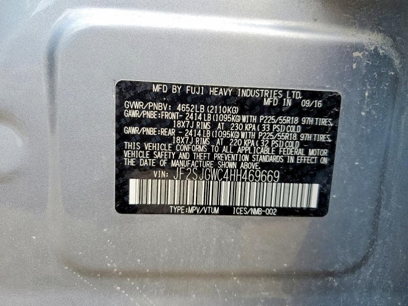 2017 SUBARU FORESTER 2.0XT TOURING 2.0XT TOURING 13