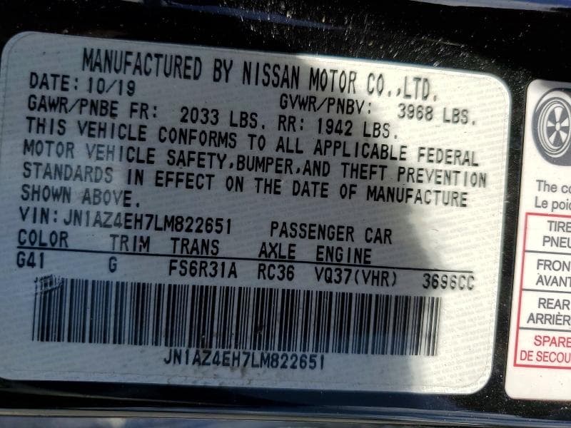 2020 NISSAN 370Z BASE 12
