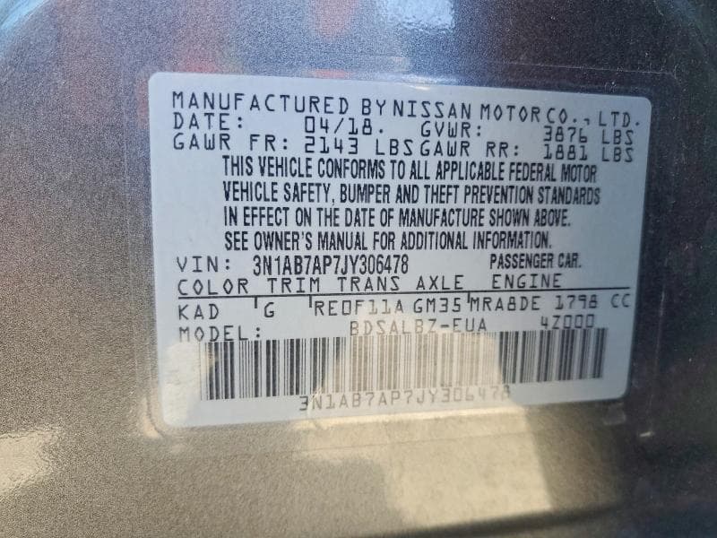 2018 NISSAN SENTRA S 12