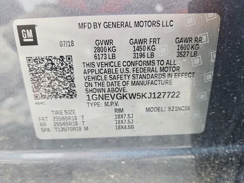 2019 CHEVROLET TRAVERSE LT 13
