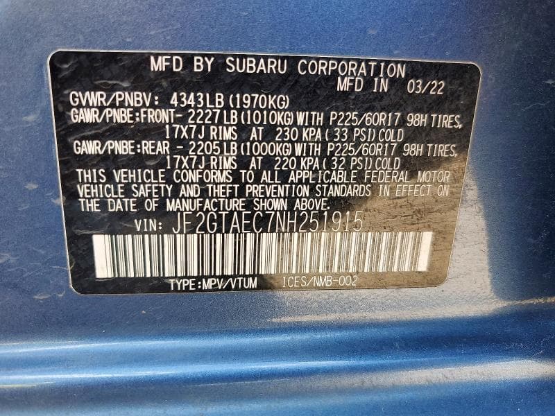 2022 SUBARU CROSSTREK PREMIUM 13