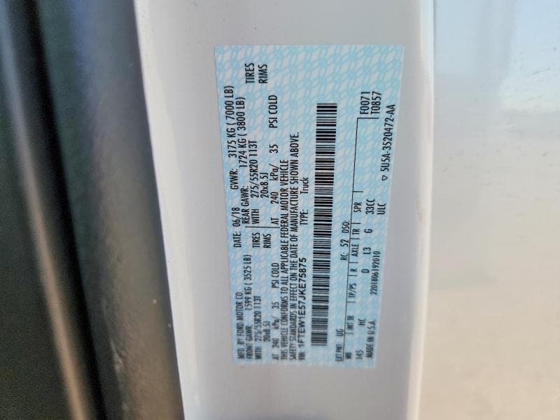 2018 FORD F150 SUPERCREW 12