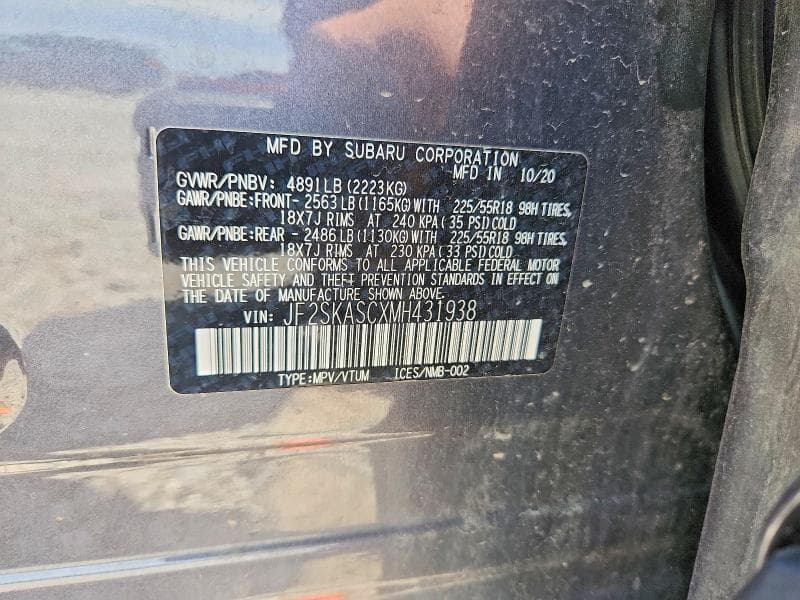 2021 SUBARU FORESTER LIMITED 12