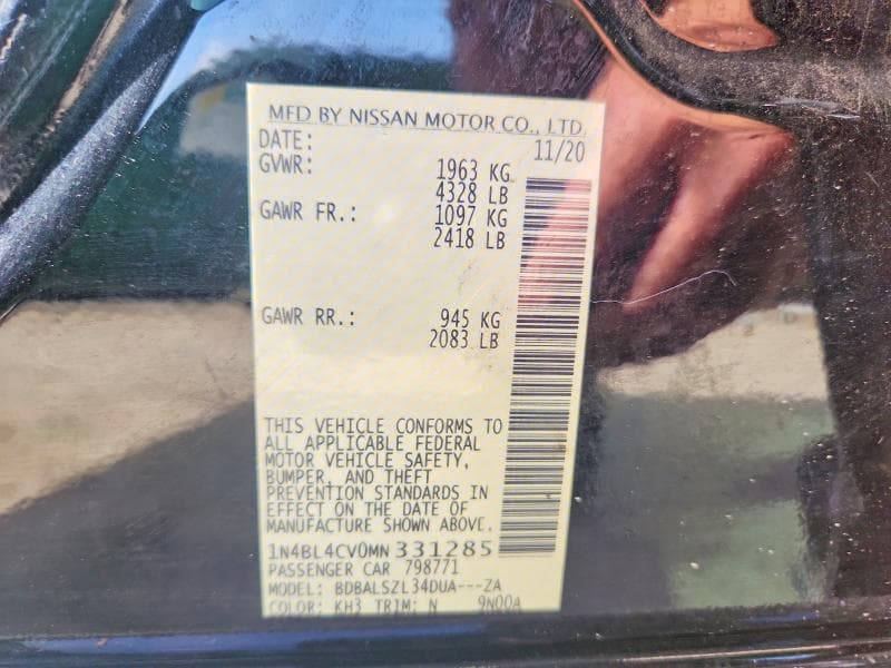 2021 NISSAN ALTIMA SR 12