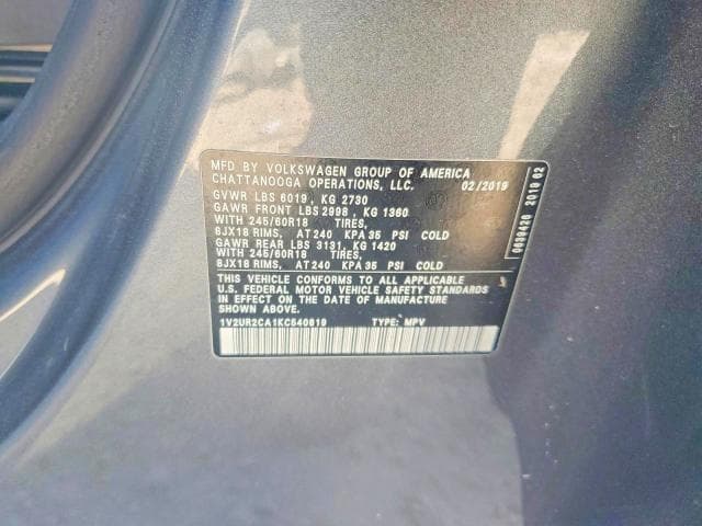 2019 VOLKSWAGEN ATLAS SE SE 13