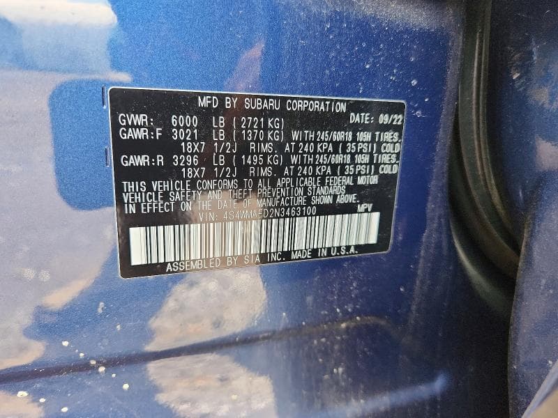 2022 SUBARU ASCENT PREMIUM 14