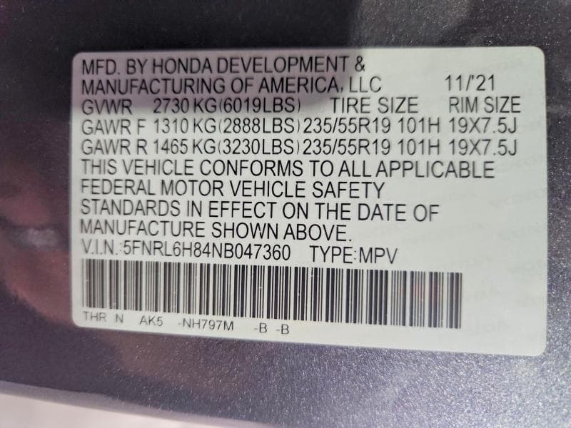 2022 HONDA ODYSSEY TOURING 13
