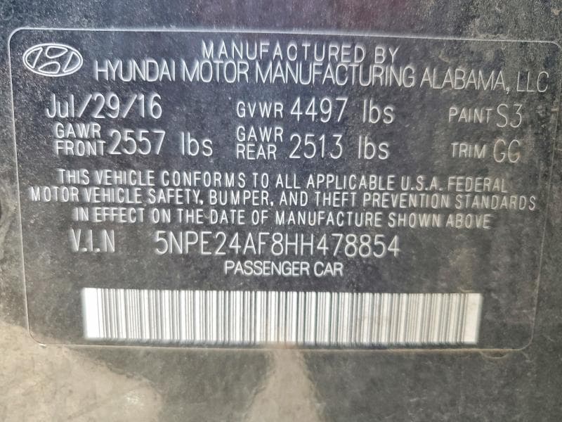 2017 HYUNDAI SONATA SE 12