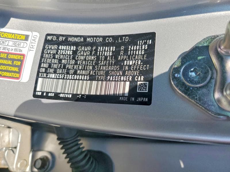 2019 HONDA CLARITY TOURING 13