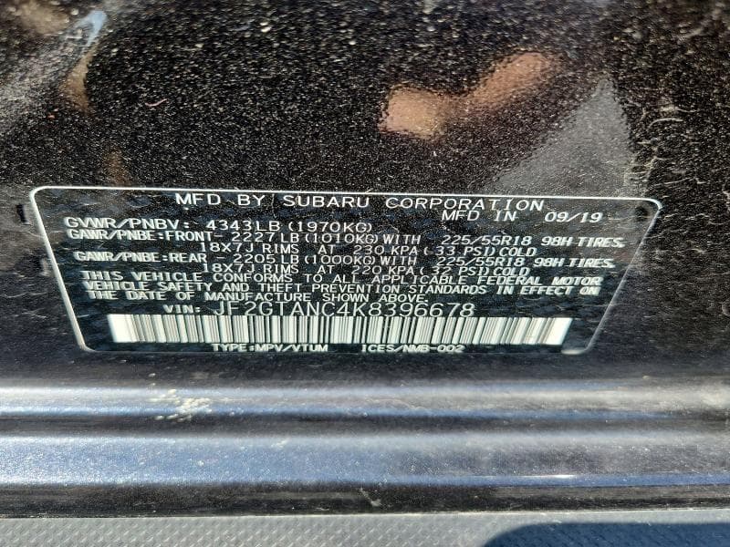 2019 SUBARU CROSSTREK LIMITED 13
