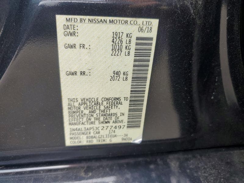 2018 NISSAN ALTIMA 2.5 S 12