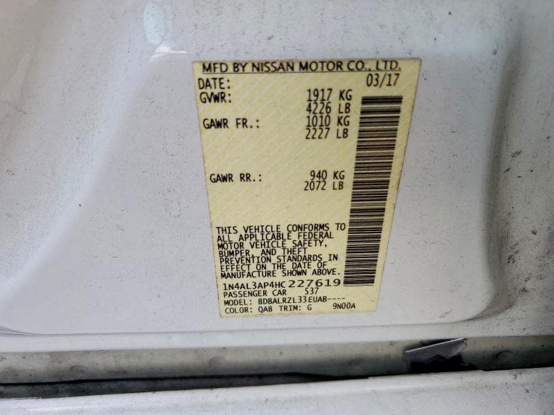 2017 NISSAN ALTIMA 2.5 SL 12