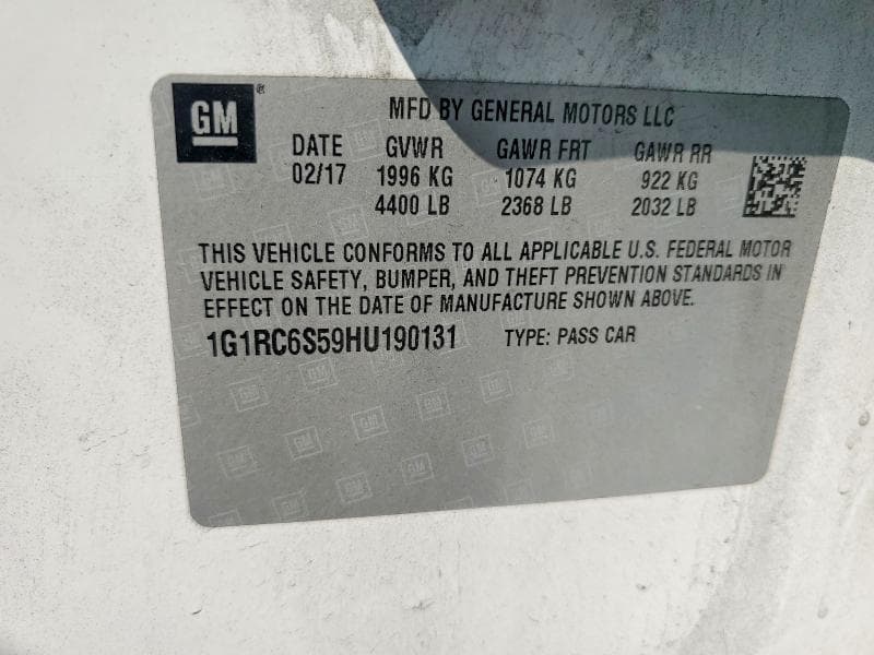 2017 CHEVROLET VOLT LT 12